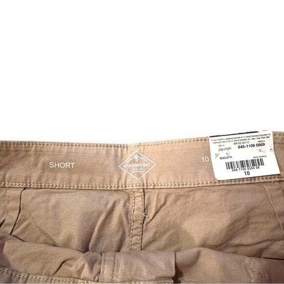 St. John's Bay Mid‎ Rise Beige Tan 5" Inseam Shorts Size 10 NEW - Picture 4 of 8